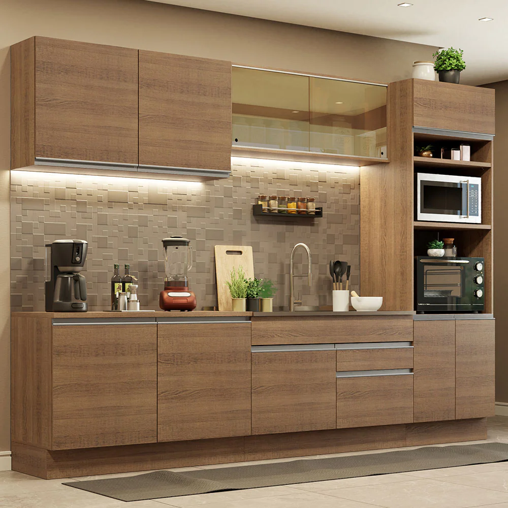Armário de Cozinha Completa 310cm Rustic Glamy Madesa 01