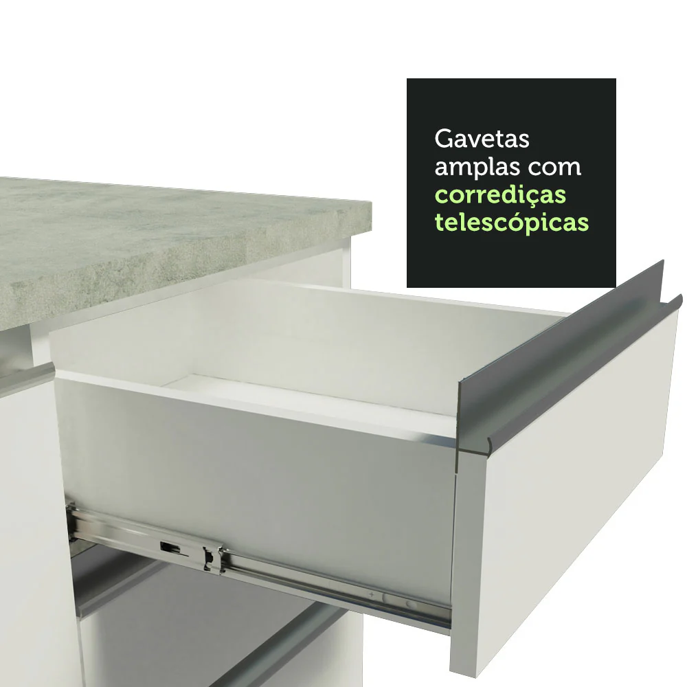 Armário de Cozinha Completa 270cm Branco Jade Madesa 09 - Image 7