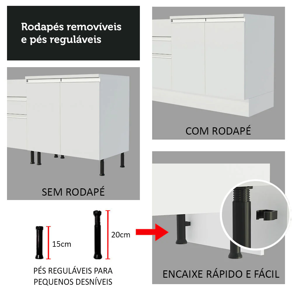 Armário de Cozinha Completa 270cm Branco Jade Madesa 09 - Image 9