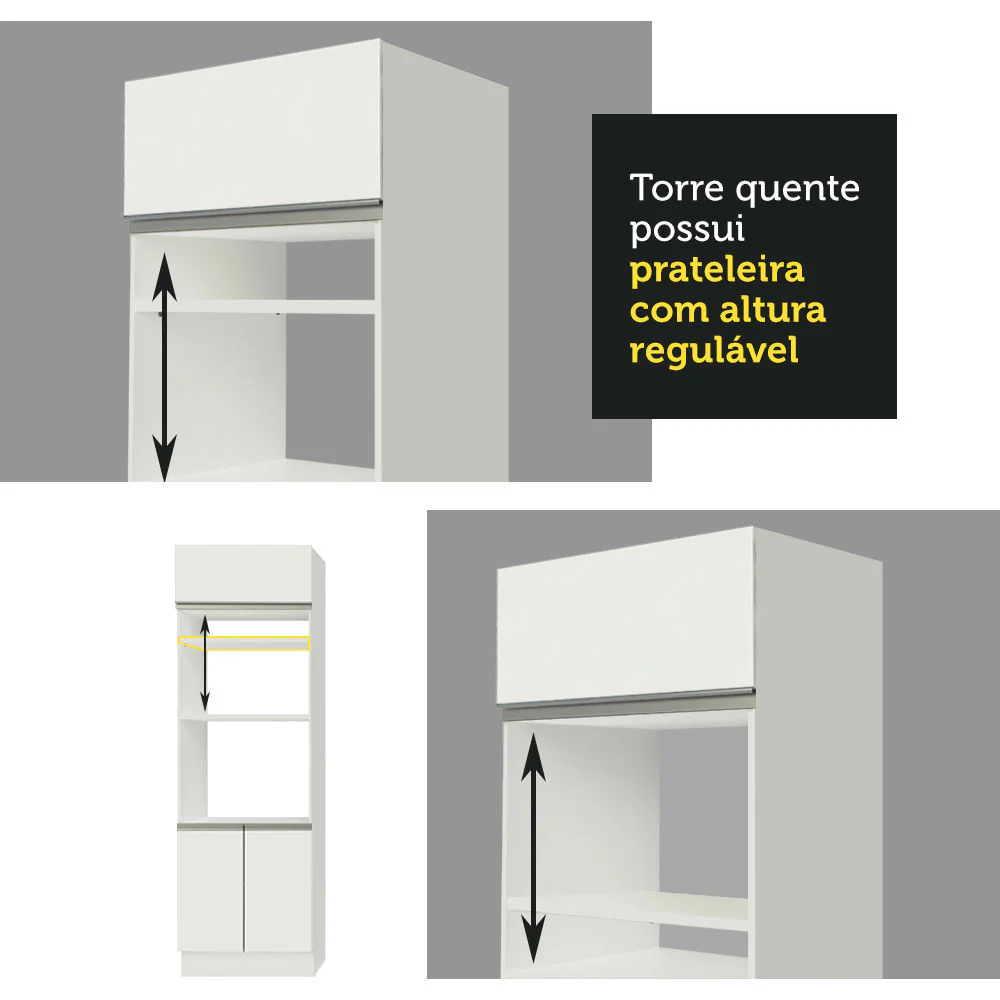Armário de Cozinha Completa 270cm Branco/Branco/Crema Jade Madesa 08 - Image 8