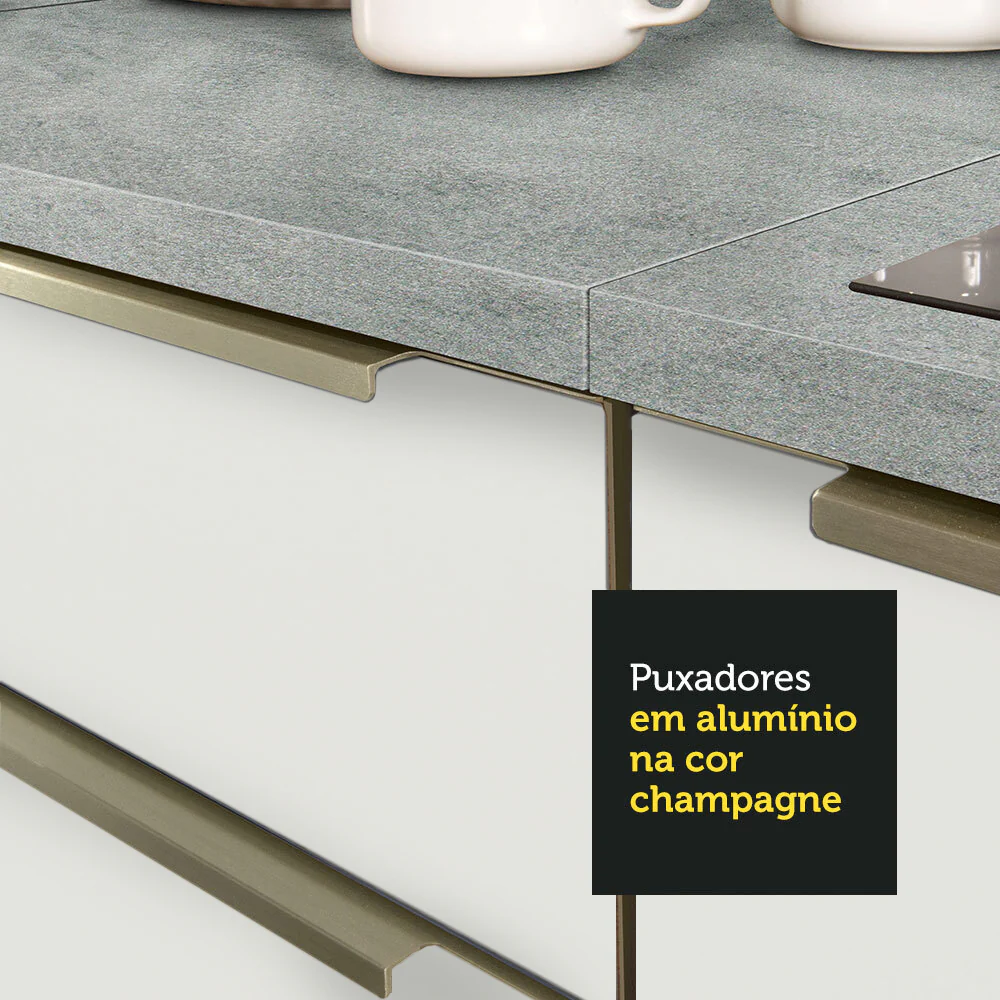 Armário de Cozinha Completa 270 x 60 cm Branco Branco Veludo Lux Madesa 01 - Image 7