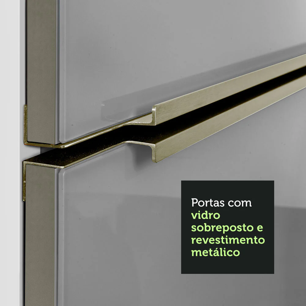 Armário de Cozinha Completa 270 x 60 cm Branco Cinza Lux Madesa 01 - Image 6