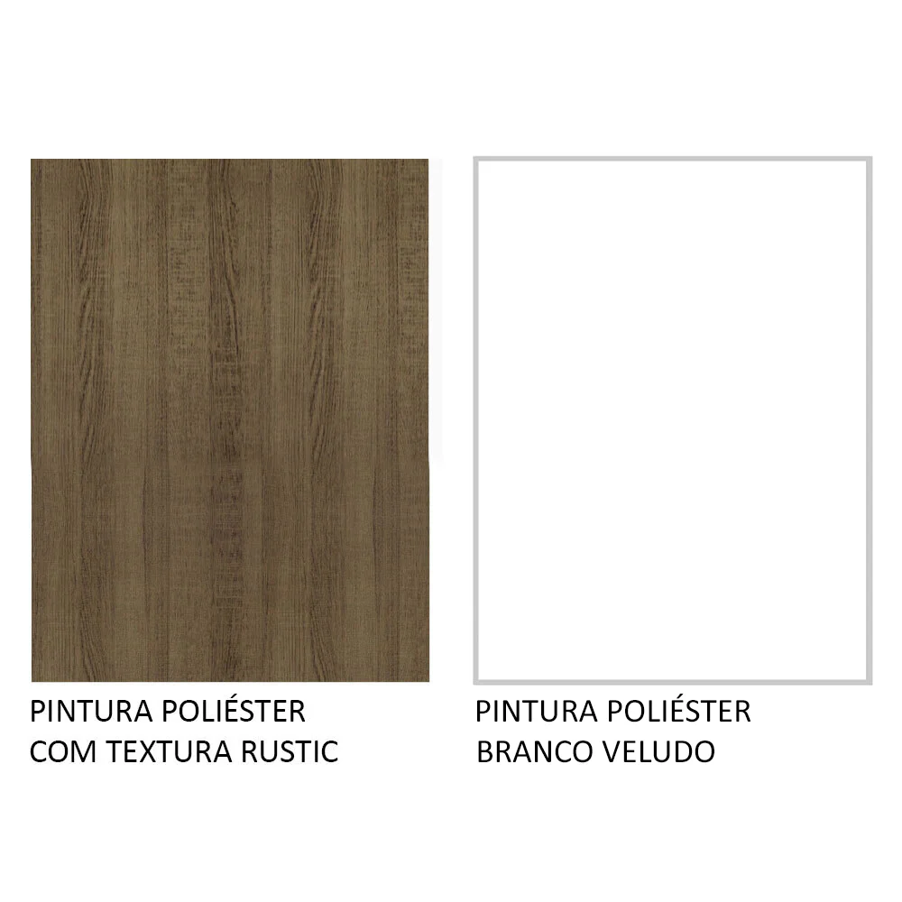 Armário de Cozinha Completa 260 x 60 cm Rustic/Branco Veludo Lux Madesa 03 - Image 11