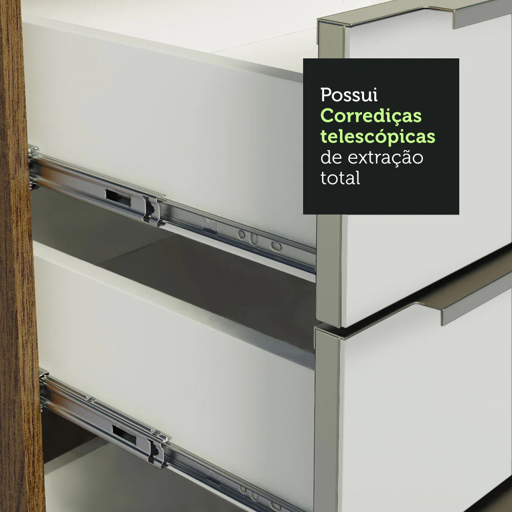 Armário de Cozinha Completa 240 x 60 cm Rustic Branco Veludo Lux Madesa 03 - Image 6