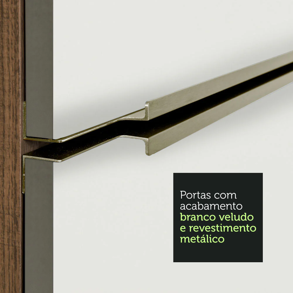 Armário de Cozinha Completa 240 x 60 cm Rustic Branco Veludo Lux Madesa 03 - Image 7