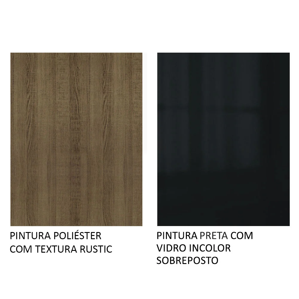 Armário de Cozinha Completa 260 x 60 cm Rustic/Preto Lux Madesa 03 - Image 11