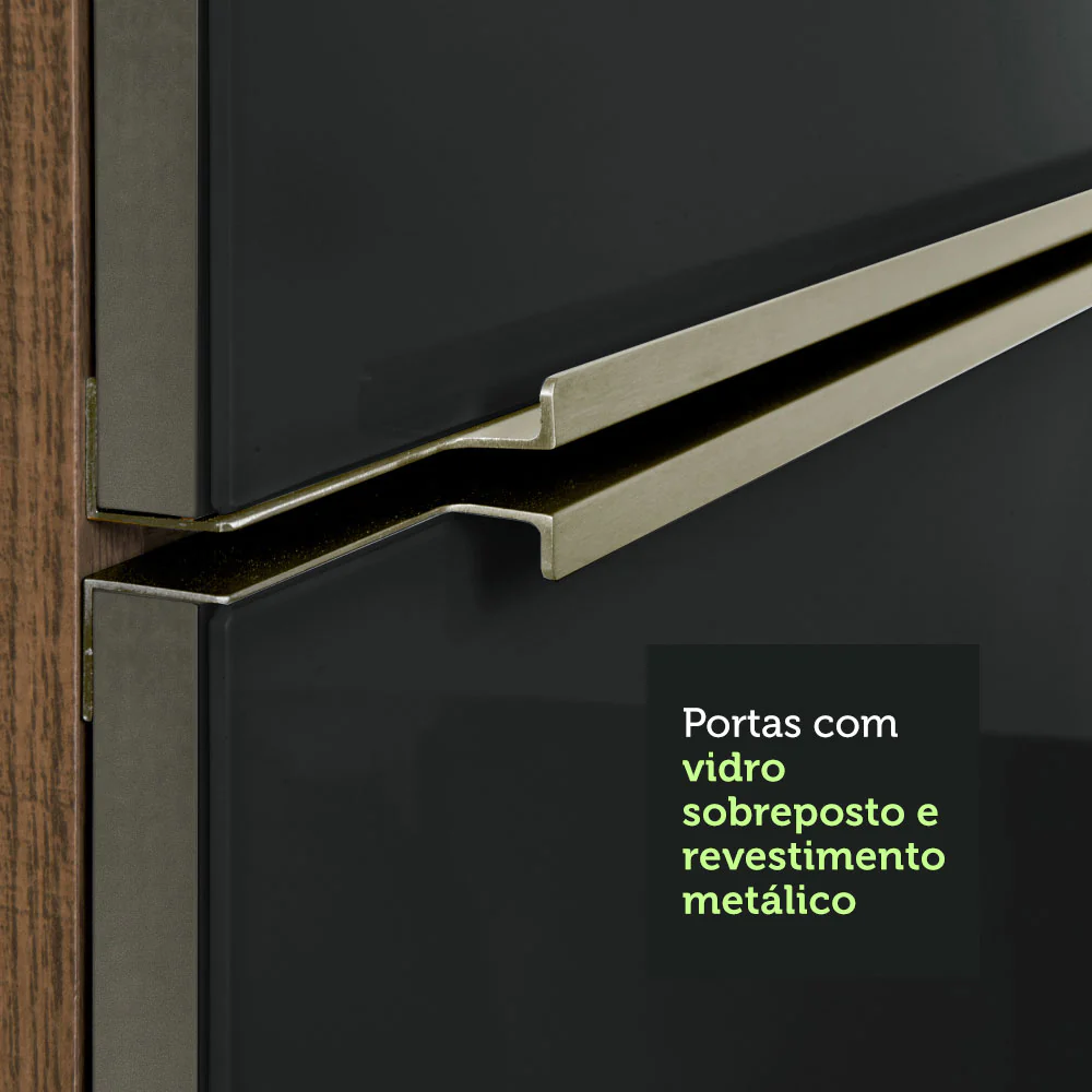 Armário de Cozinha Completa 320 x 60 cm Rustic/Preto Lux Madesa 03 - Image 7