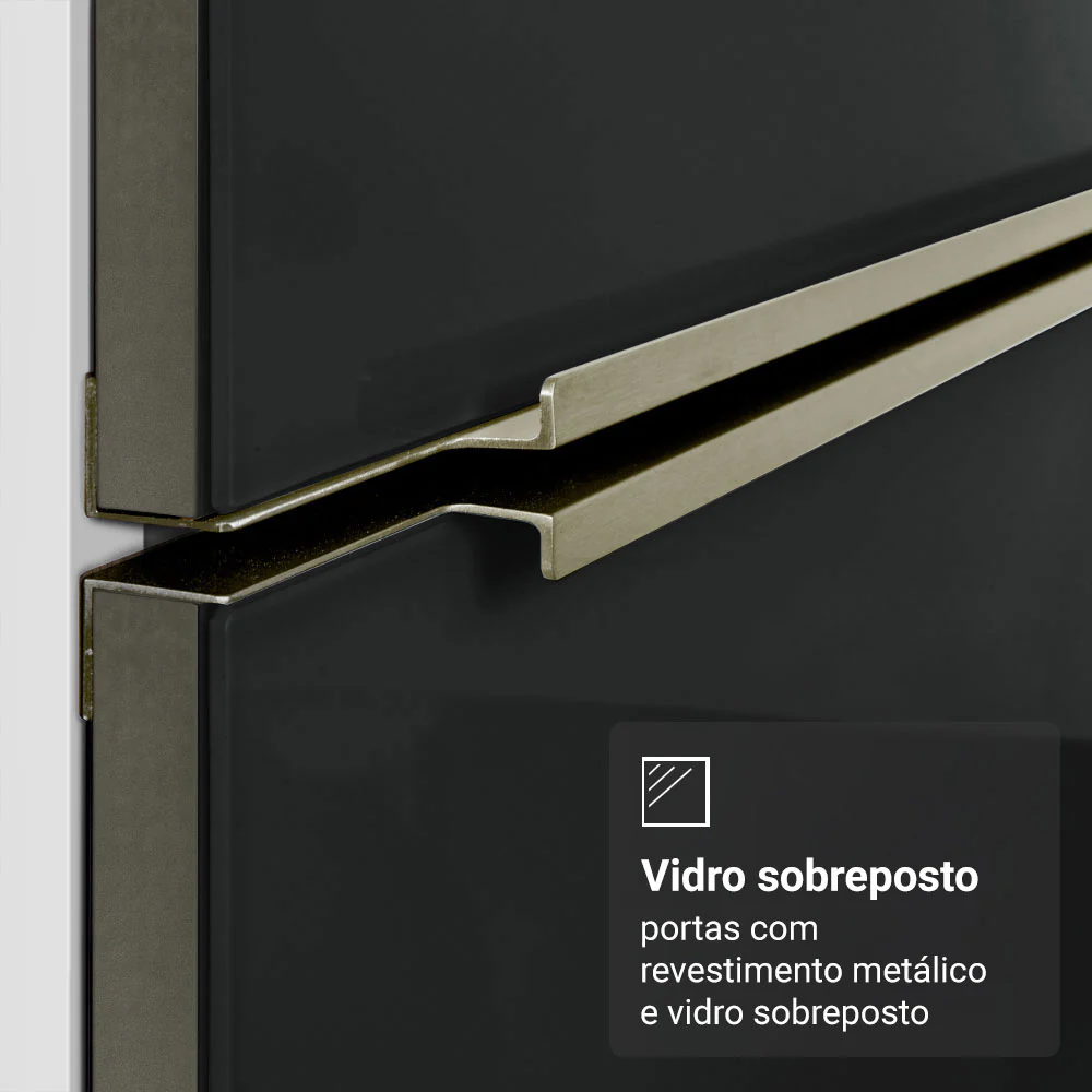 Armário de Cozinha Completa 320 x 60 cm Branco/Preto Lux Madesa 01 - Image 8