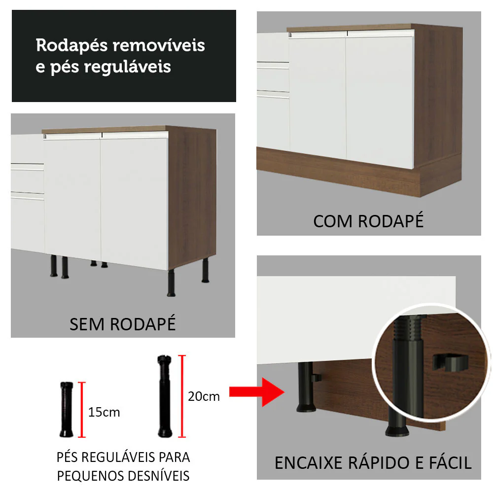 Armário de Cozinha Completa 280cm Rustic/Branco Marcela Madesa 03 - Image 9