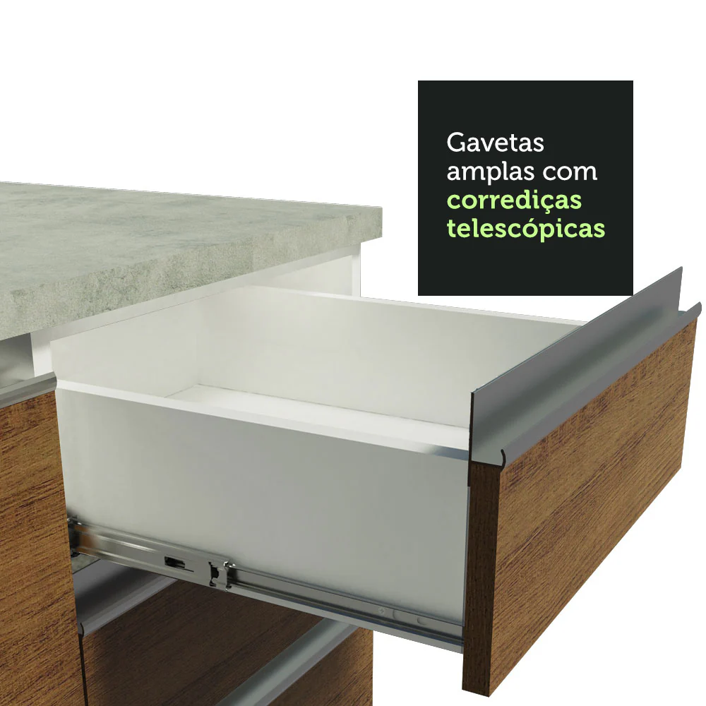 Armário de Cozinha Completa 330cm Branco/Rustic Olimpia Madesa 02 - Image 6