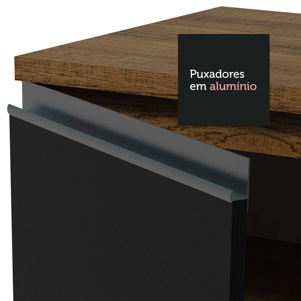 Armário de Cozinha Completa 220cm Rustic/Preto Parma Madesa 03 - Image 6