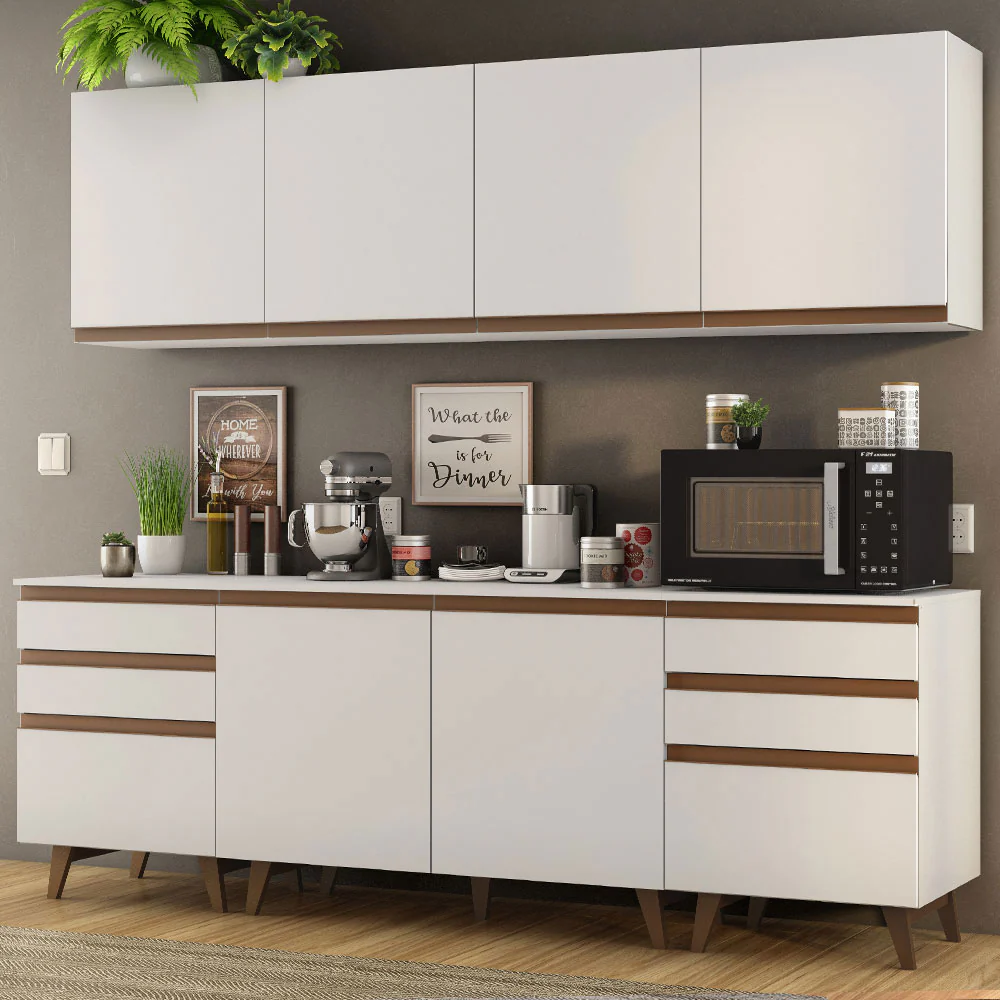 Armário de Cozinha Completa 240cm Branco Reims Madesa 02