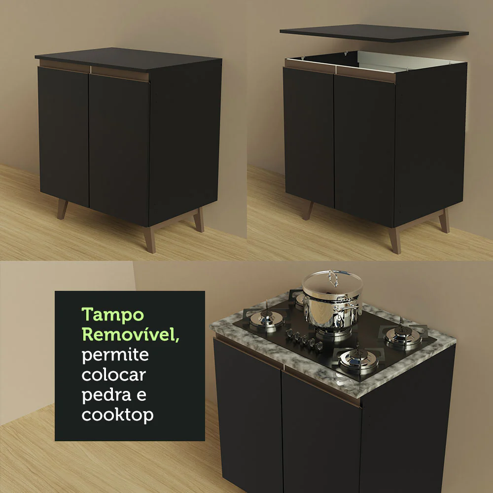 Armário de Cozinha Completa 250cm Preto Reims Madesa 01 - Image 10