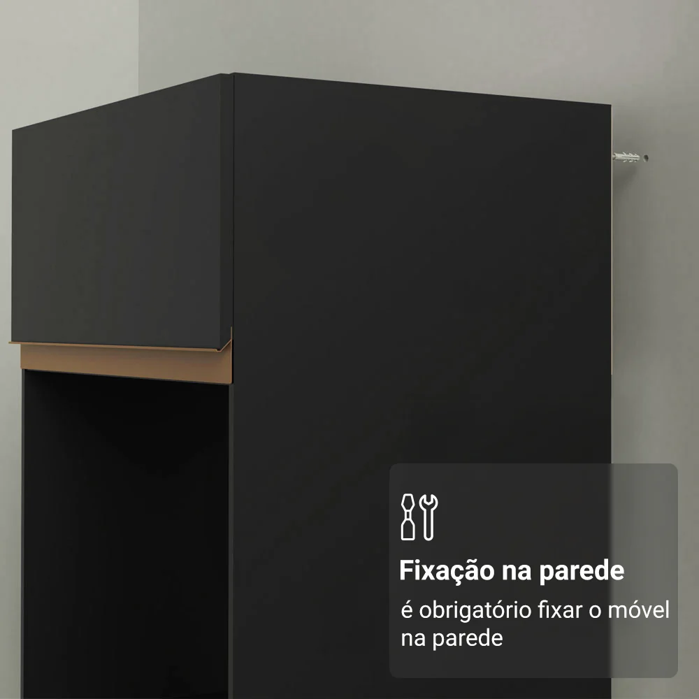 Armário de Cozinha Completa 310cm Preto/Rustic Reims Madesa 01 - Image 9