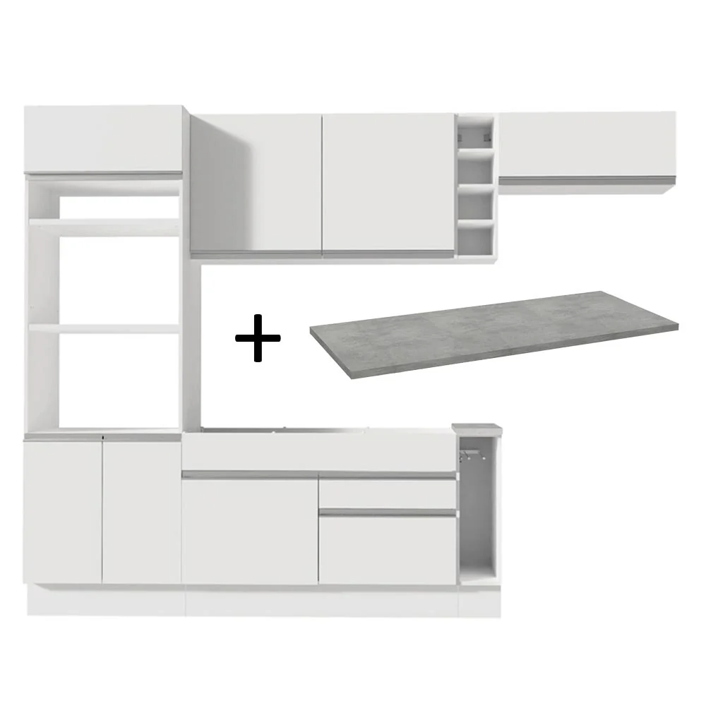 Armário de Cozinha Completa 290cm Branco Safira Madesa 14