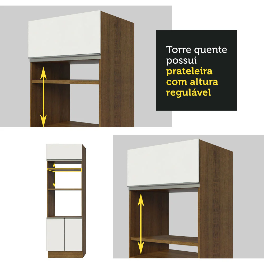 Armário de Cozinha Completa 290cm Rustic/Branco/Crema Safira Madesa 13 - Image 8