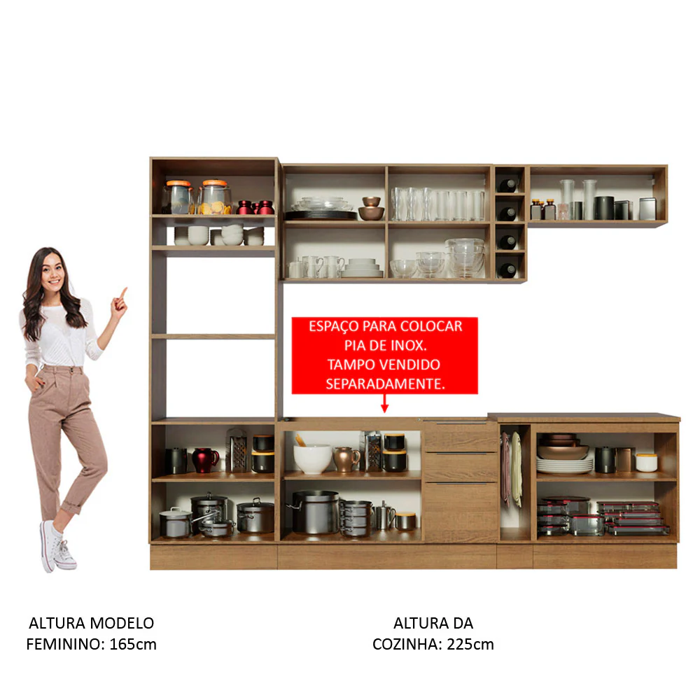 Armário de Cozinha Completa 290cm Rustic Stella Madesa 01 - Image 5