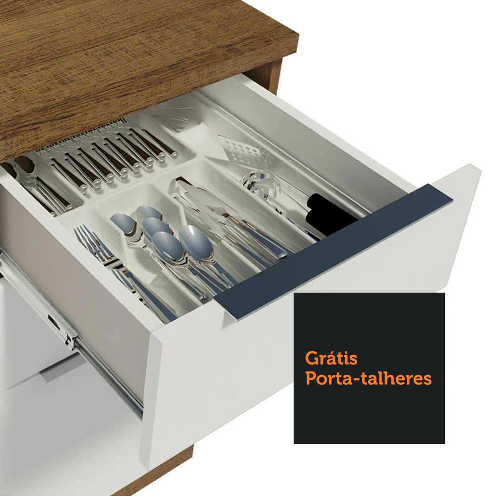Armário de Cozinha Completa 290cm Rustic/Branco Stella Madesa 01 - Image 8