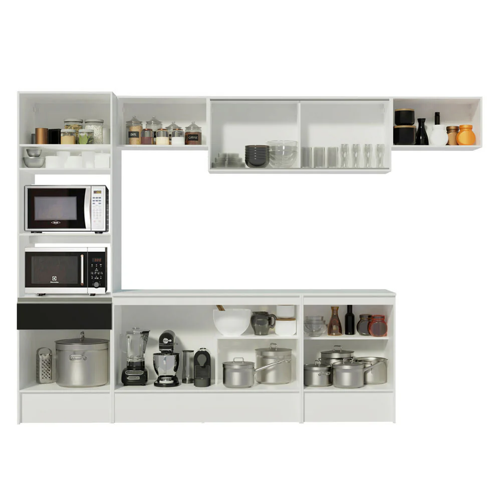 Armário de Cozinha Completa 300cm Branco/Preto Topazio Madesa 01 - Image 5