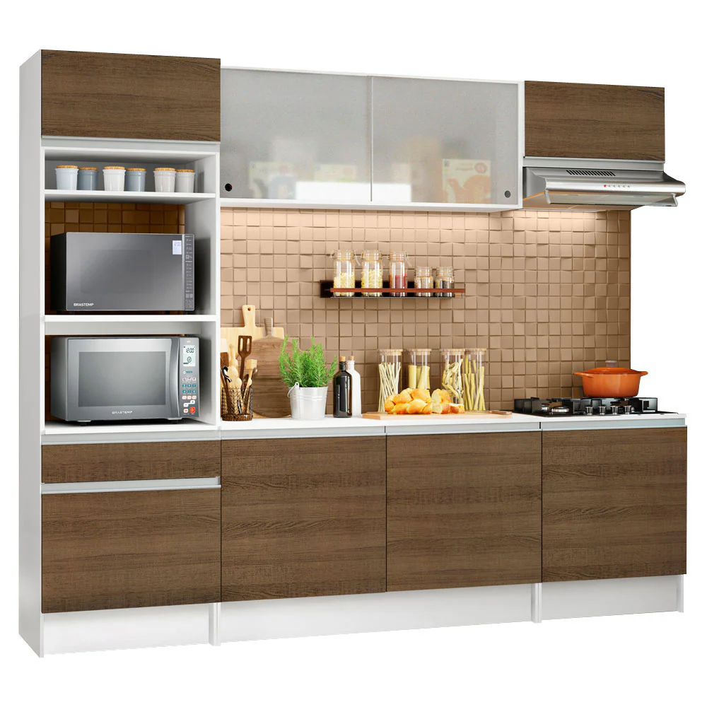 Armário de Cozinha Completa 240cm Branco/Rustic Topazio Madesa - Image 2