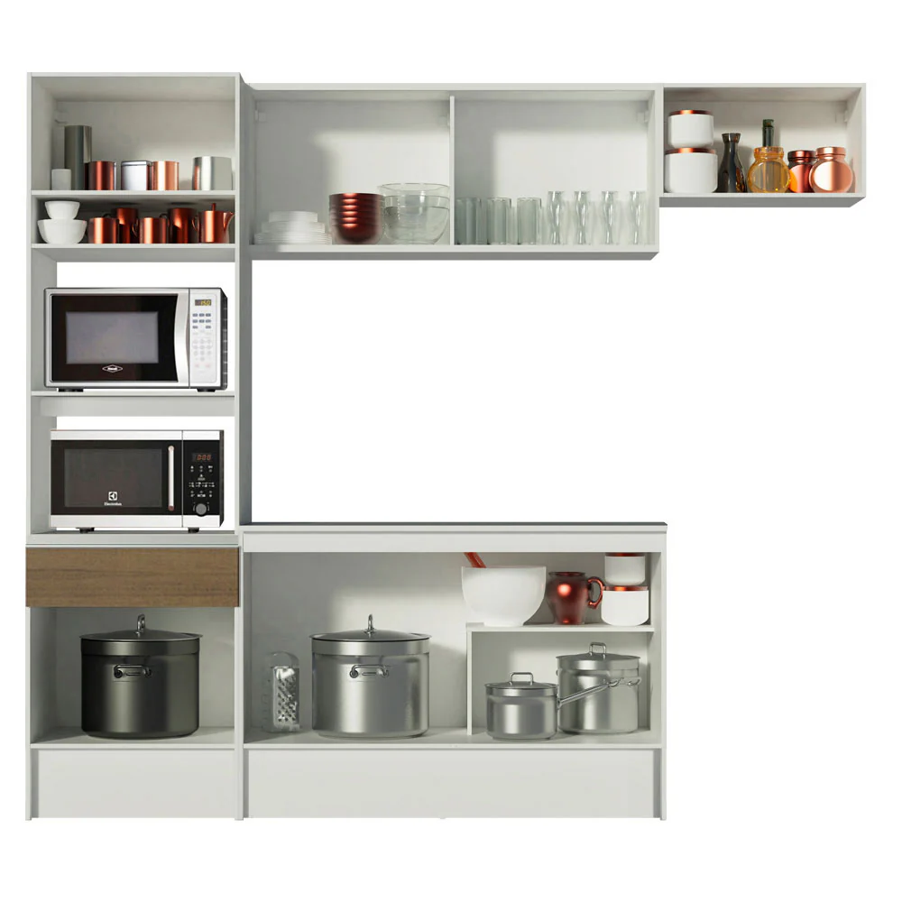 Armário de Cozinha Completa 240cm Branco/Rustic Topazio Madesa 01 - Image 5