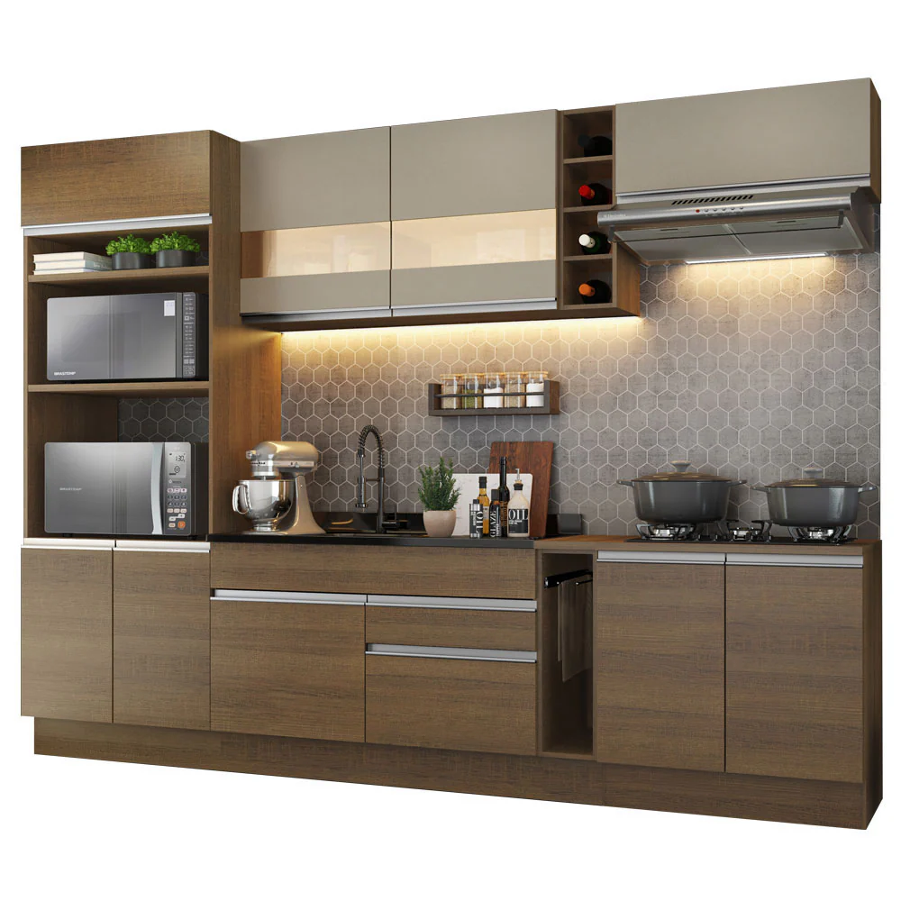 Armário de Cozinha Completa 290cm Rustic/Crema Vicenza Madesa - Image 2