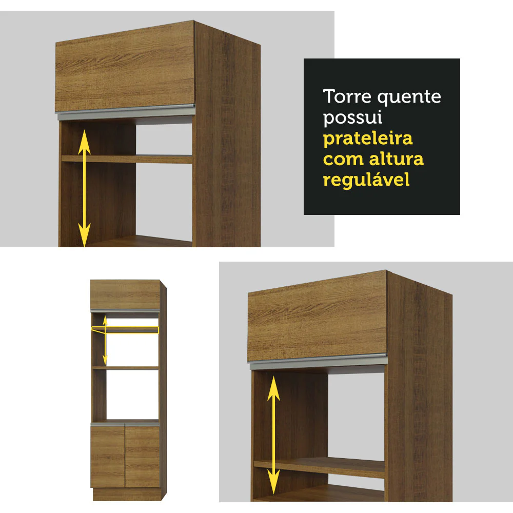 Armário de Cozinha Completa 290cm Rustic/Rustic Vicenza Madesa 02 - Image 8