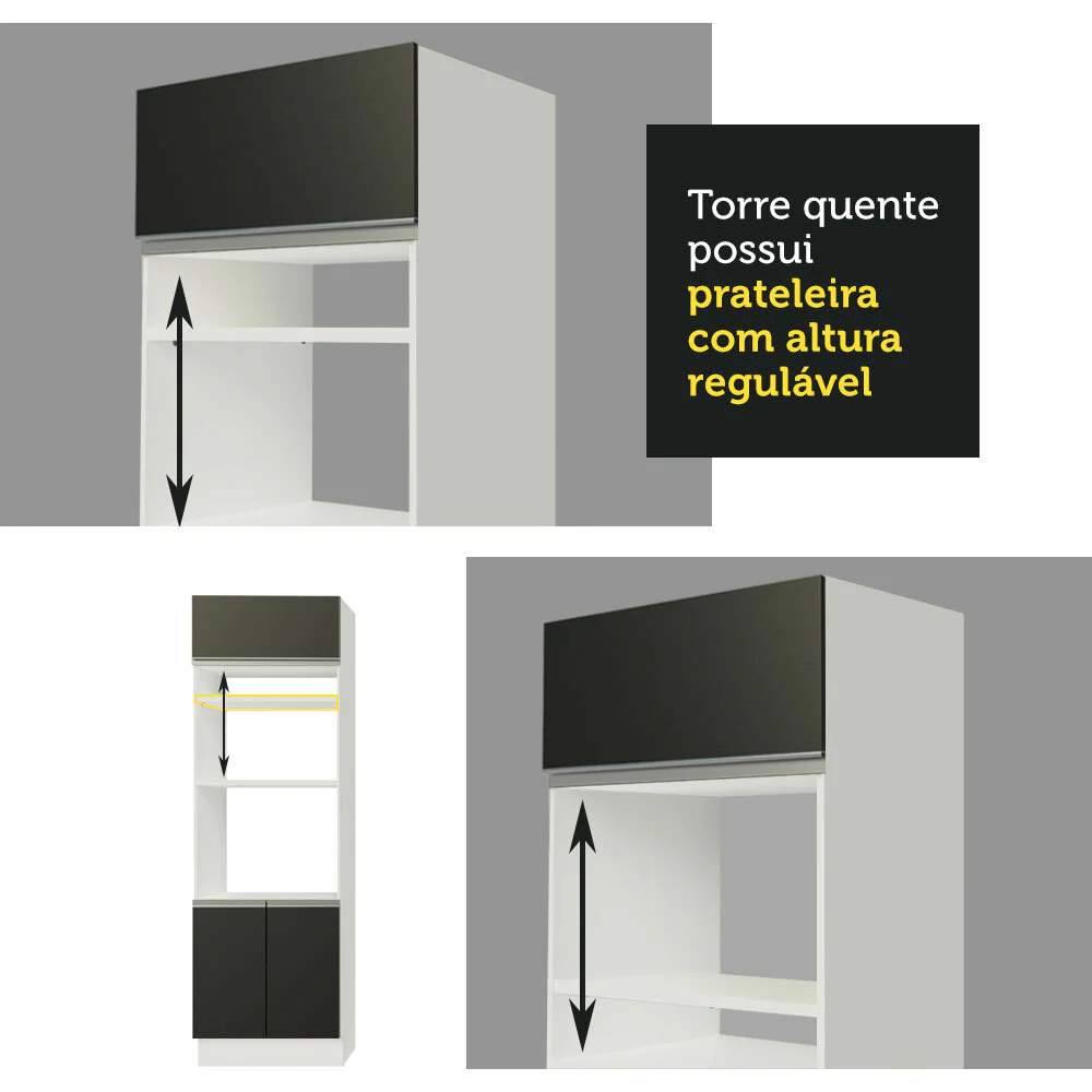 Armário de Cozinha Completa 290cm Branco/Preto Vicenza Madesa 16 - Image 8