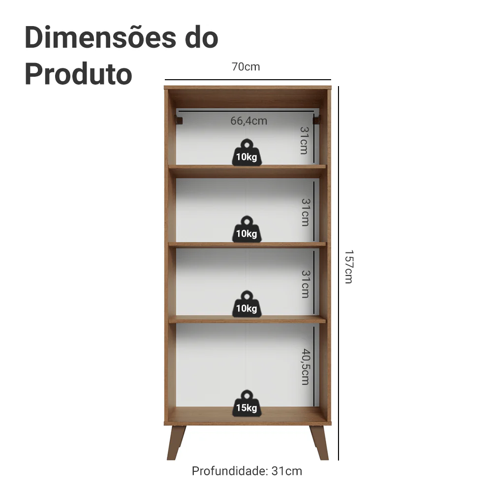 Cristaleira 70 cm 2 Portas de Vidro com Pés Trapézio Rustic/Crema/Rustic Vik Madesa - Image 3