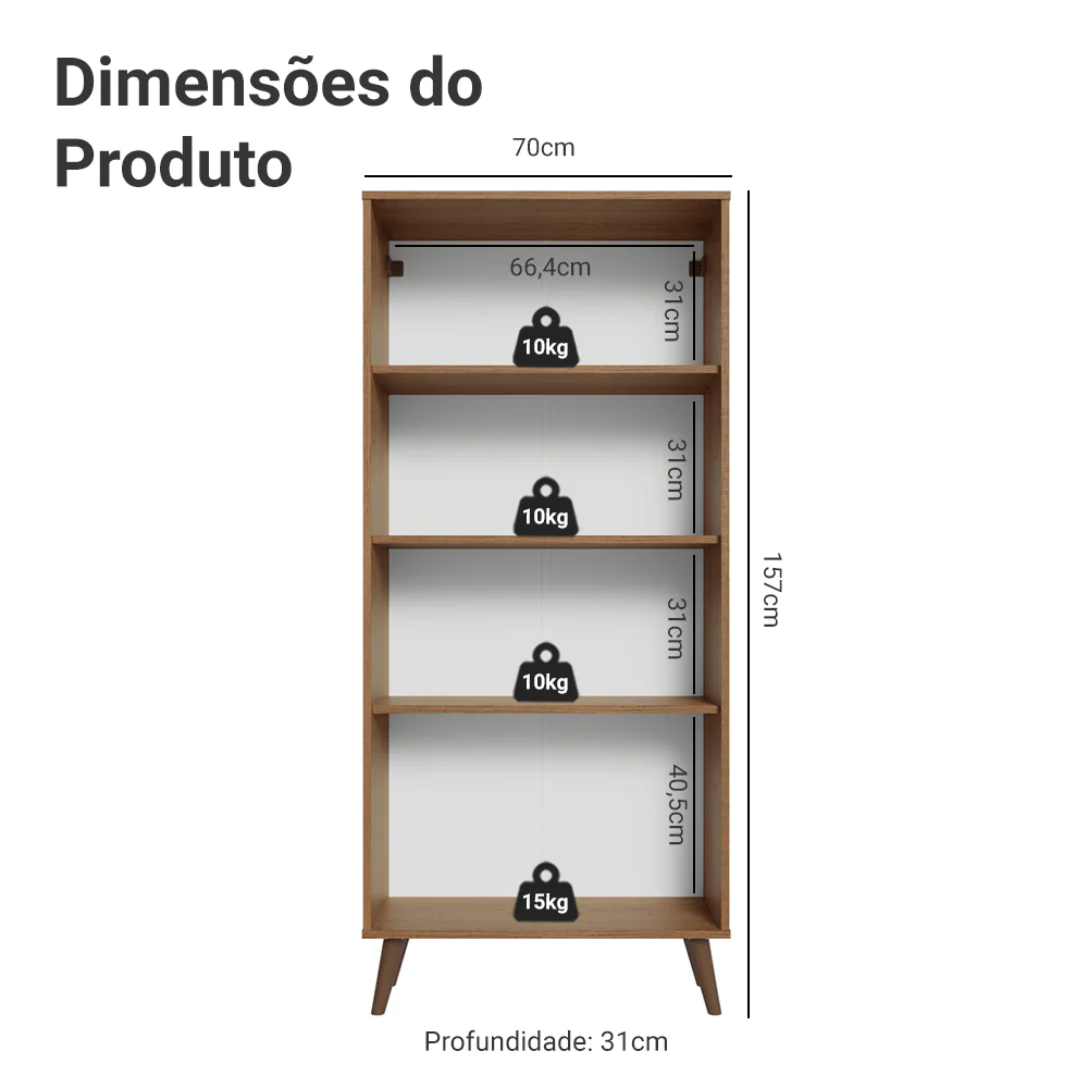 Cristaleira 70 cm 2 Portas de Vidro com Pés Cônicos Rustic/Azul/Rustic Vik Madesa - Image 3