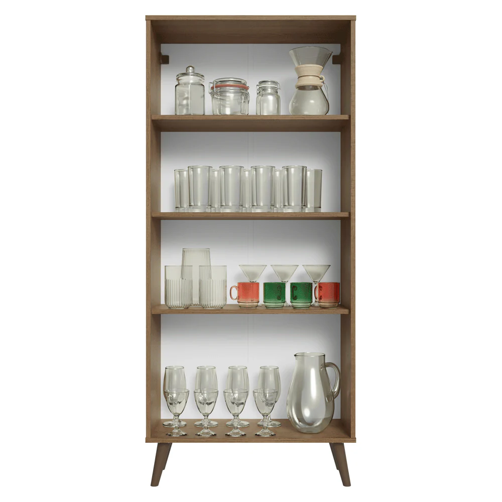 Cristaleira 70 cm 2 Portas de Vidro com Pés Cônicos Rustic/Cinza/Rustic Vik Madesa - Image 5