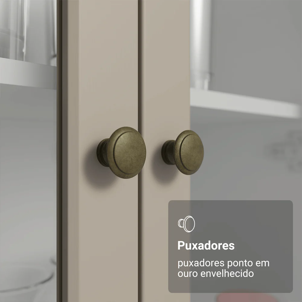 Cristaleira Suspensa 70 cm 2 Portas de Vidro Branco/Crema Vik Madesa - Image 6