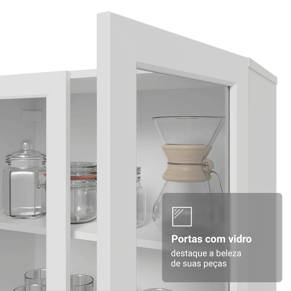 Cristaleira Suspensa 70 cm 2 Portas de Vidro Branco Vik Madesa - Image 10