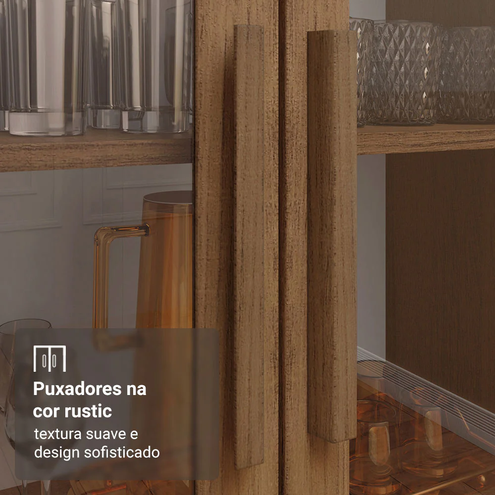 Cristaleira Suspensa 70 cm 2 Portas de Vidro Rustic Madesa - Image 6