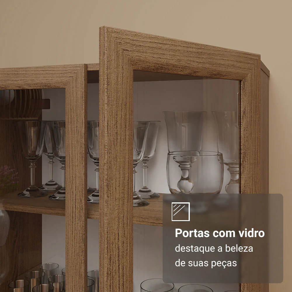 Cristaleira Suspensa 70 cm 2 Portas de Vidro Rustic Madesa - Image 7
