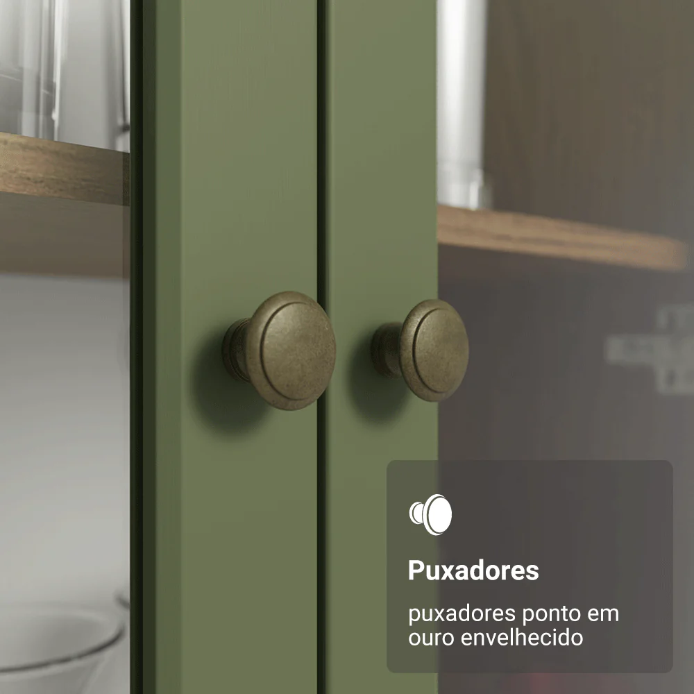Cristaleira Suspensa 70 cm 2 Portas de Vidro Rustic/Verde Vik Madesa - Image 8