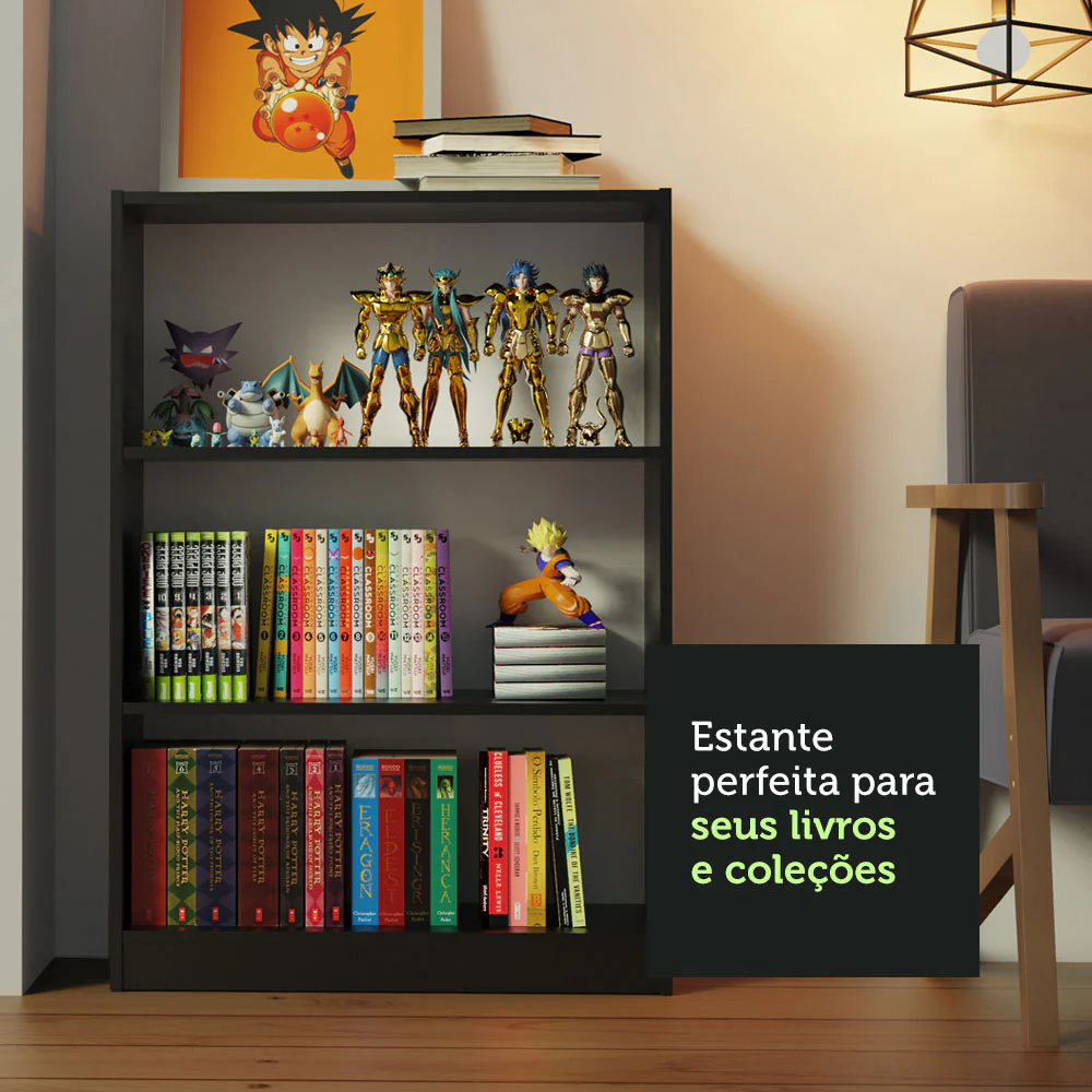 Escrivaninha Madesa Rubi + Estante 6908 + Estante 6907 Preto/Branco - Image 7