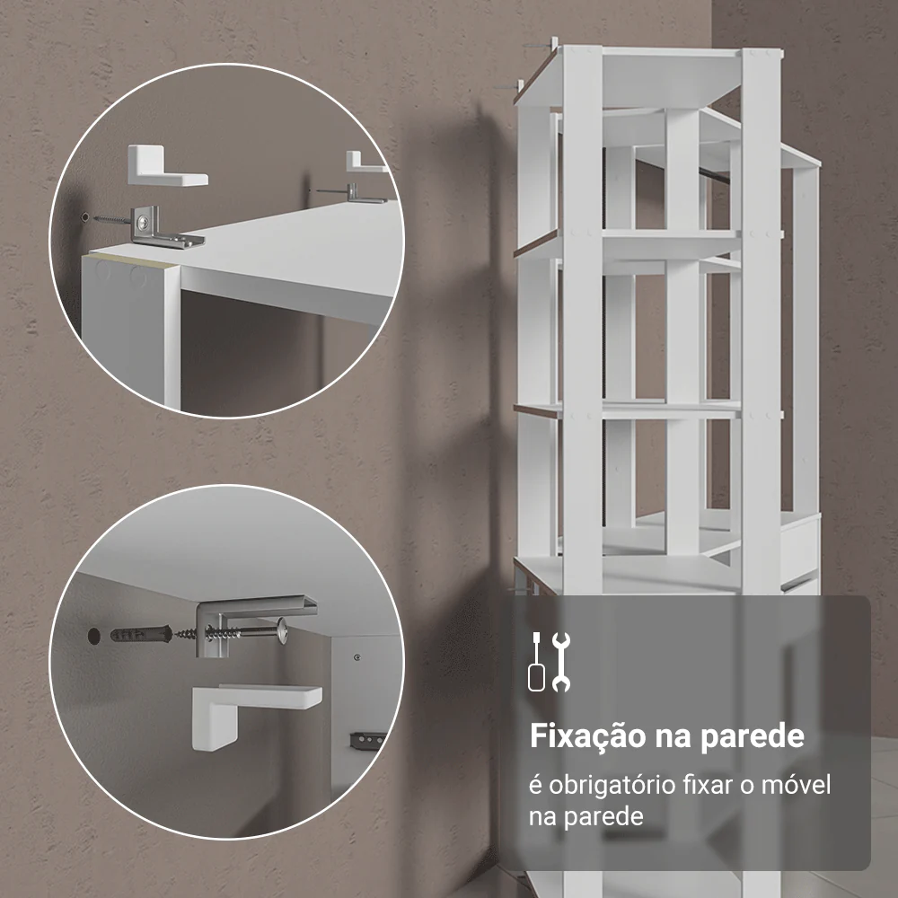 Estante Armário Multiuso para Escritório 118cm 10 Prateleiras Branco Madesa - Image 5