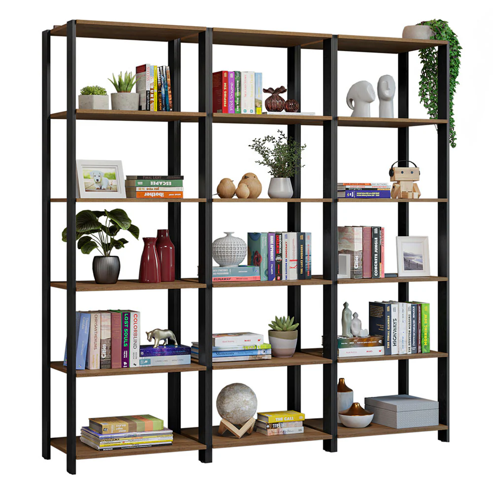 Estante Armário Multiuso para Livros 177cm Rustic/Preto Madesa - Image 2