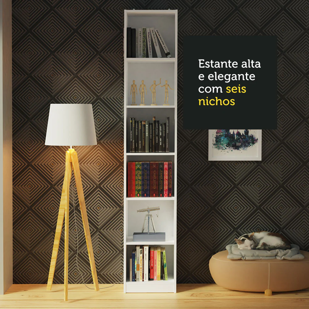 Estante Livreiro Madesa 6906 com 6 Nichos Branco - Image 6