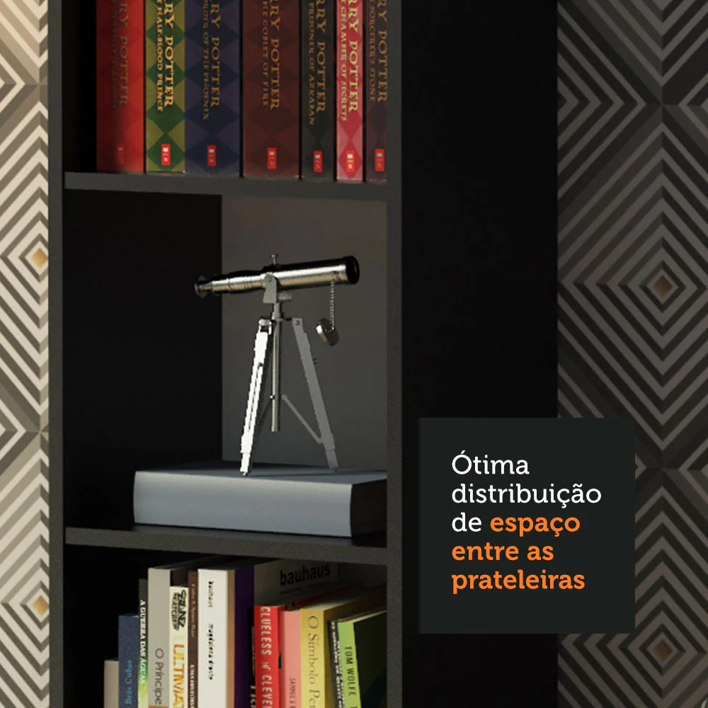 Estante Livreiro Madesa 6906 com 6 Nichos Preto - Image 5