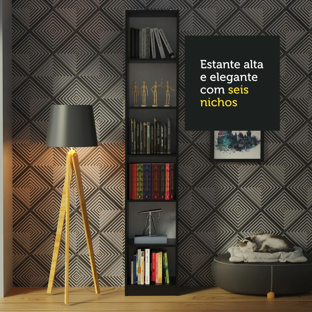 Estante Livreiro Madesa 6906 com 6 Nichos Preto - Image 6