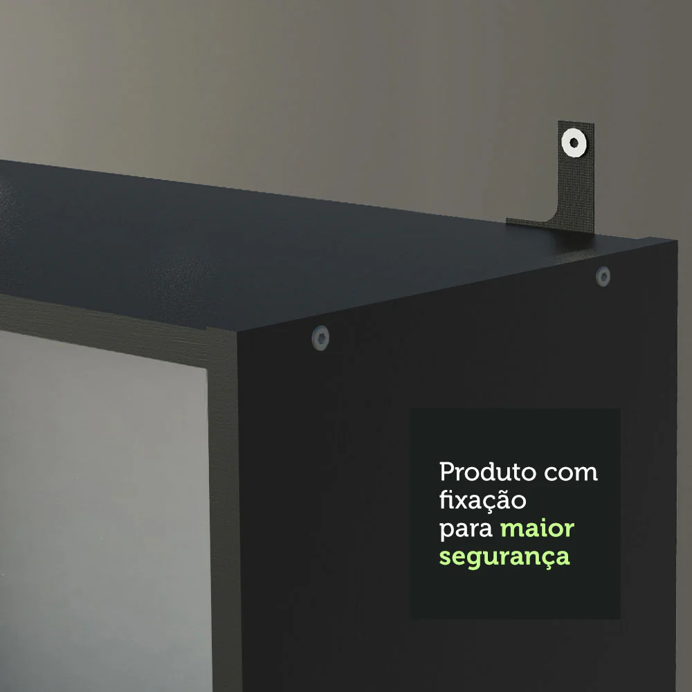 Estante Livreiro Madesa 6907 com 3 Nichos Preto - Image 7