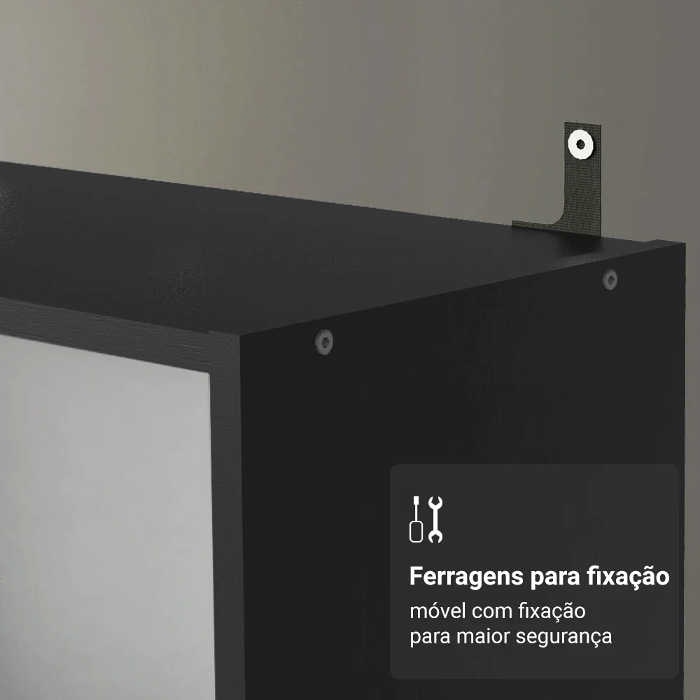 Estante Livreiro Madesa 6908 com 6 Nichos Preto - Image 6