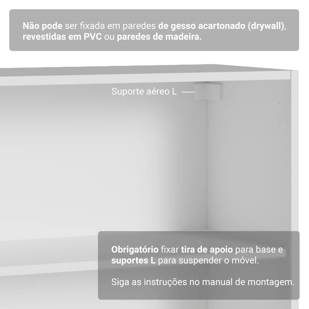 Estante Sala de Estar com Rack + Cristaleira 230cm Branco/Cinza/Branco Vik Madesa 01 - Image 9