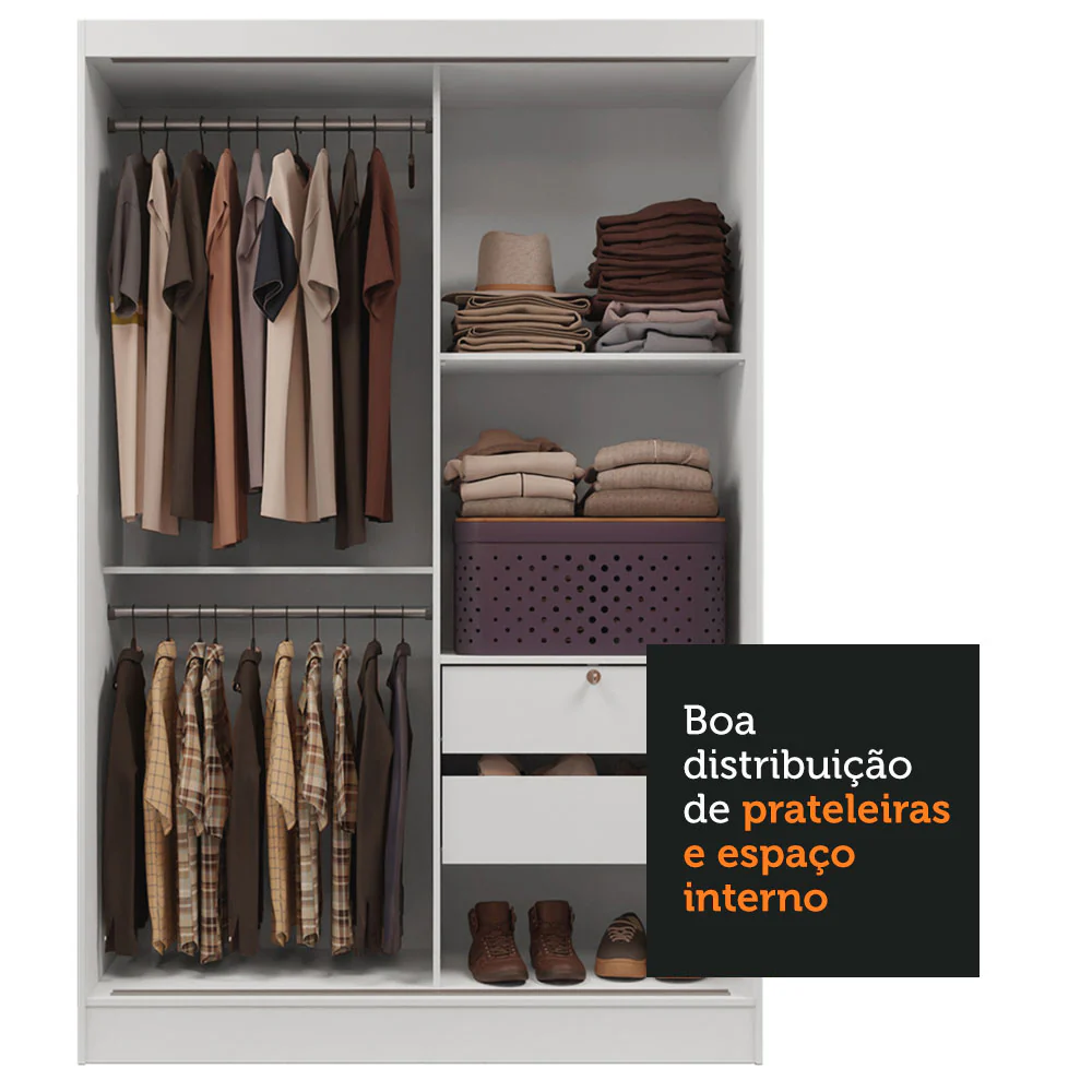 Guarda-Roupa 2 Portas de Correr Branco Max Madesa - Image 6