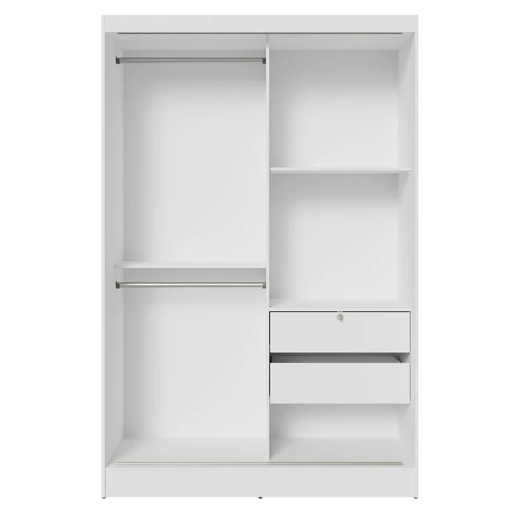 Guarda-Roupa 2 Portas de Correr com Espelho Branco Max Madesa - Image 9