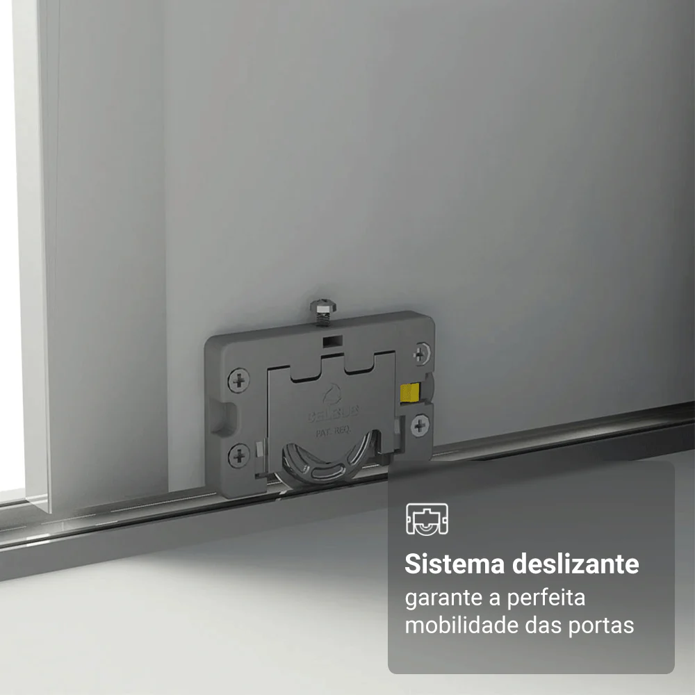 Guarda-Roupa Casal 100% MDF Madesa Royale 3 Portas de Correr com Espelho Branco - Image 7