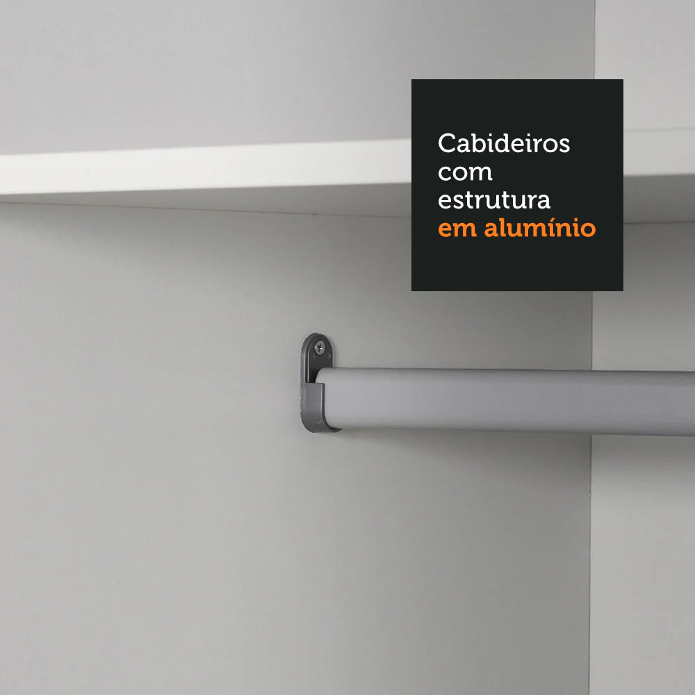 Guarda-Roupa Casal 100% MDF Madesa Royale 3 Portas de Correr Branco/Preto/Branco - Image 7