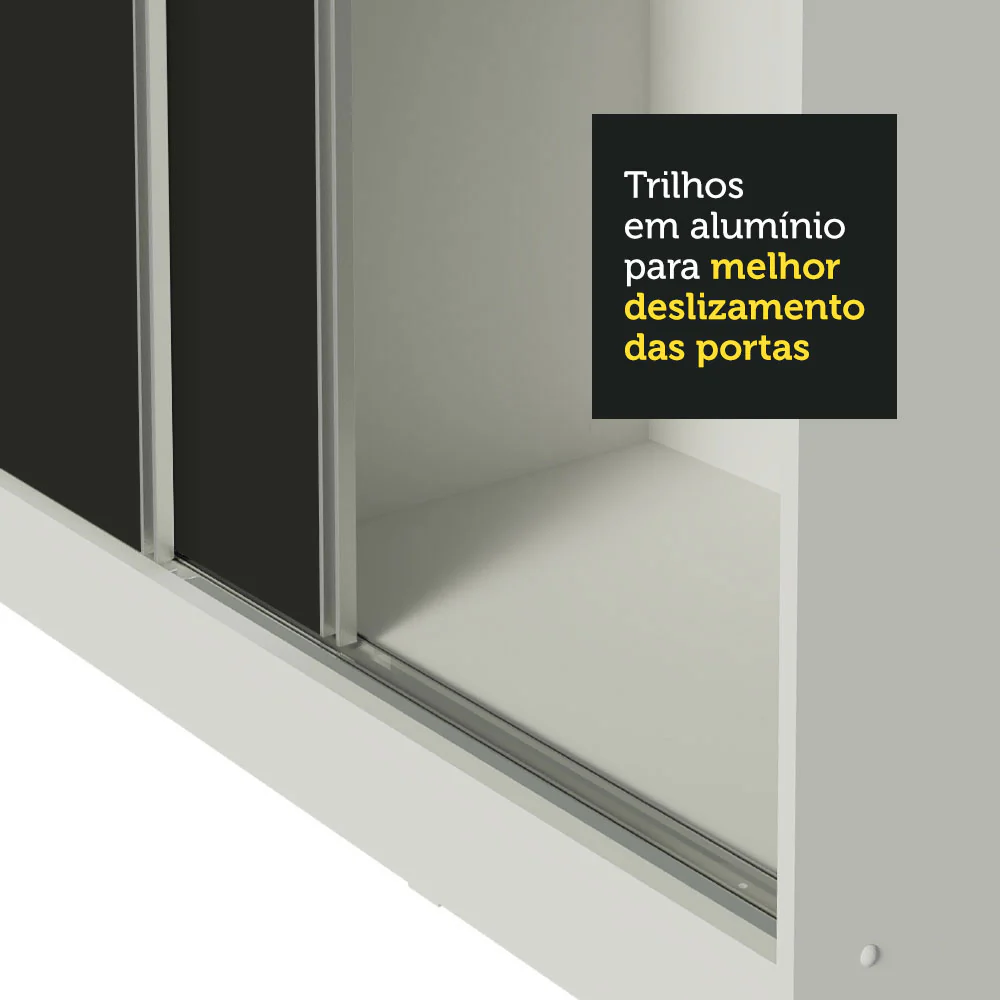 Guarda-Roupa Casal 100% MDF Madesa Royale 3 Portas de Correr Branco/Preto/Branco - Image 8